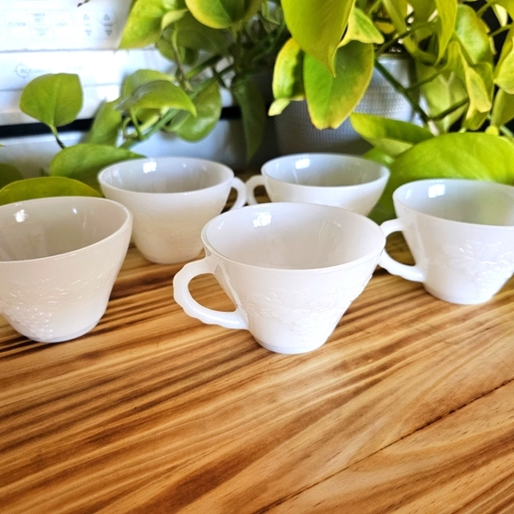 Vintage 1960's Milk Glass Punch Cups By Anchor Hocking - Picture 2 of 5